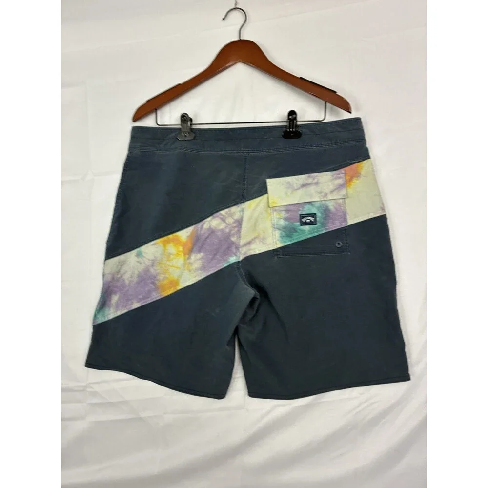 Billabong Recycler T-Street Pro Boardshorts Mens 36 Blue Tie Dye 90s Surf Swim